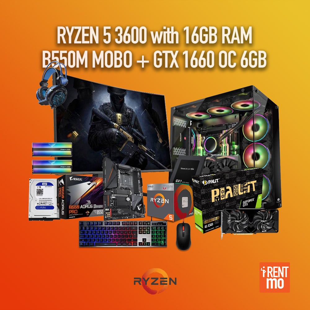 AMD RYZEN 5 3600 16GB RAM with GTX1660 Super Gaming Pro OC 6GB + 32in