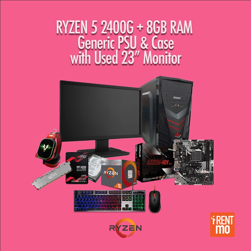 ryzen 5 2400g with used monitor and generic case