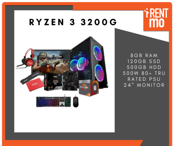 Ryzen 3 3200G 8GB RAM | 80+ Rated PSU | 24" Monitor