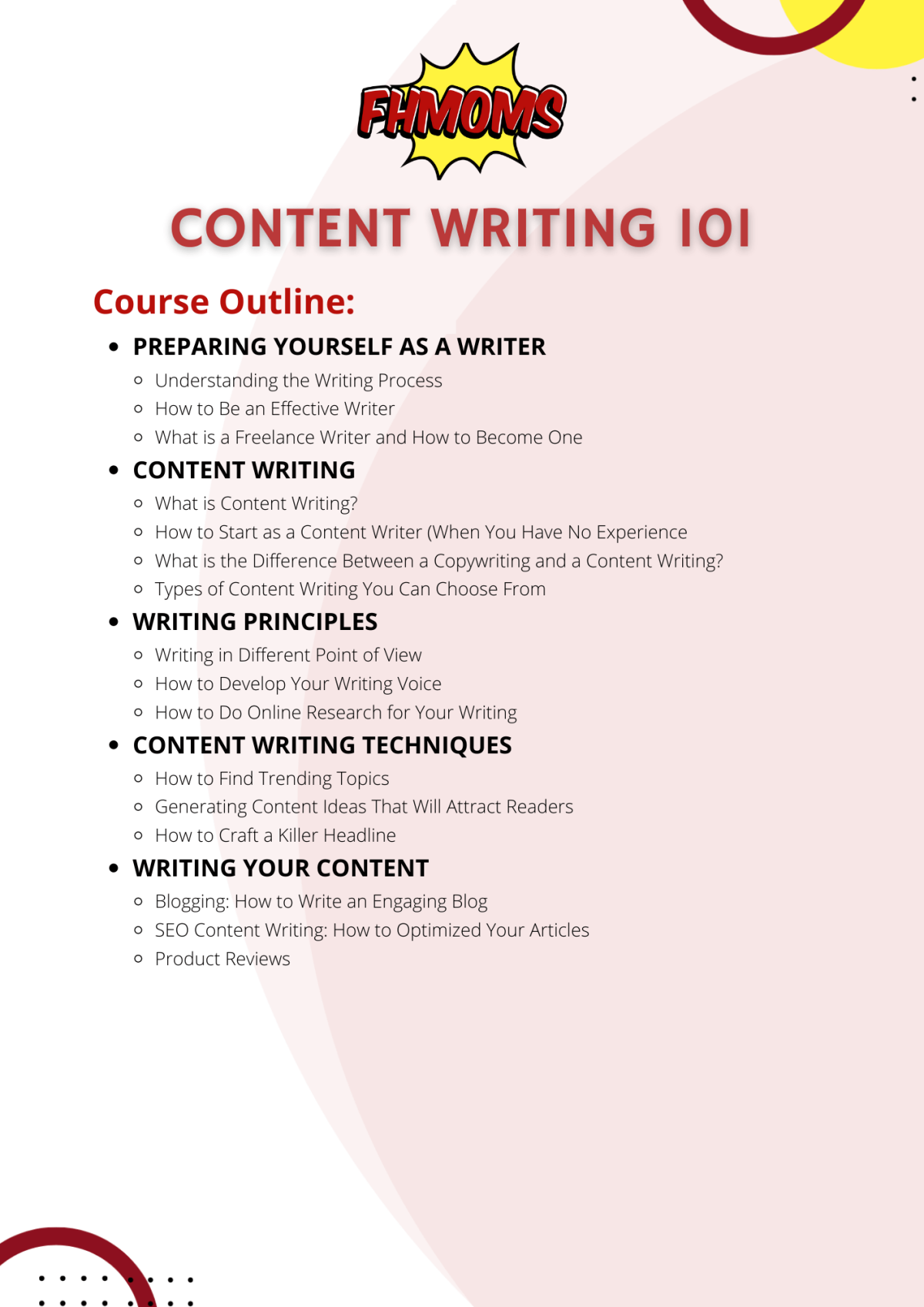 Content Writing 101 Course Outline