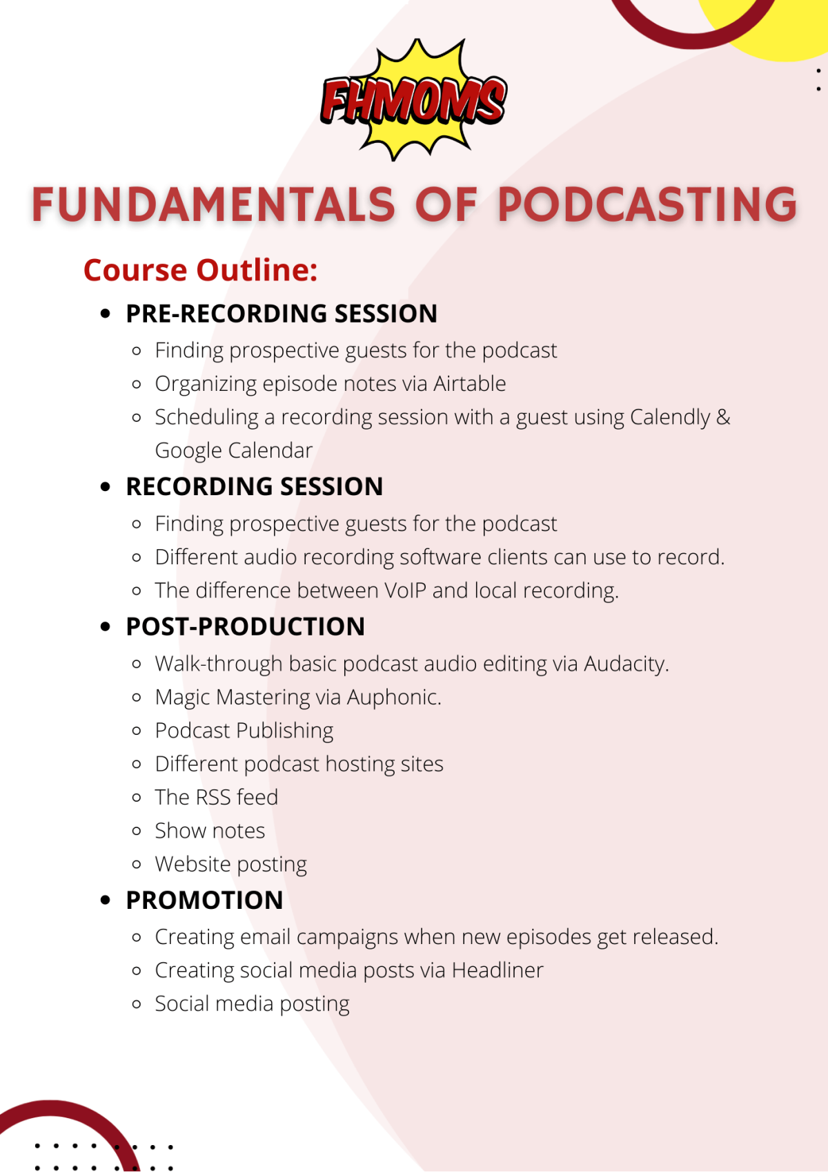 Fundamentals of Podcasting Course Outline
