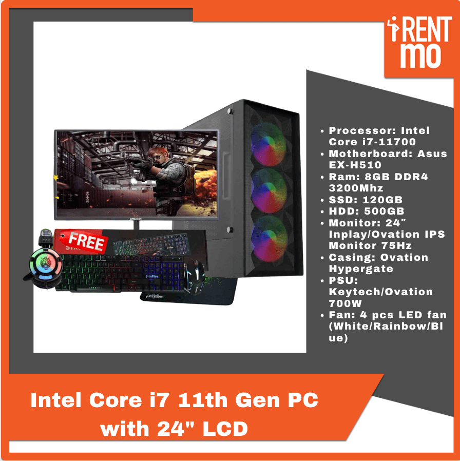 Intel Core i7 11th Gen PC with 24" LCD